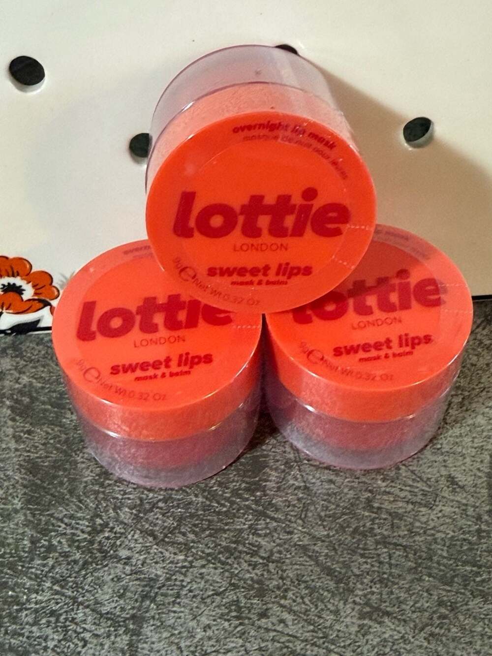 3 Lottie London Sweet Lips Overnight Lip Mask & Balm Cherry Kiss 0.32 oz new